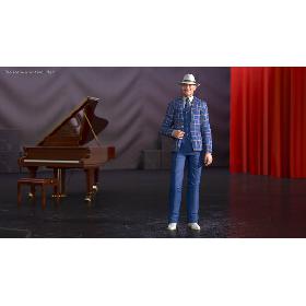 Elderly Man Leisure Suit Standing Pose 3D